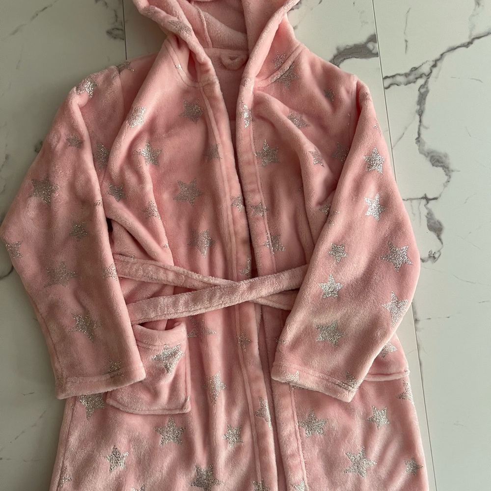 Pink with silver stars Kids robes 12 yrs old/xs-s womens